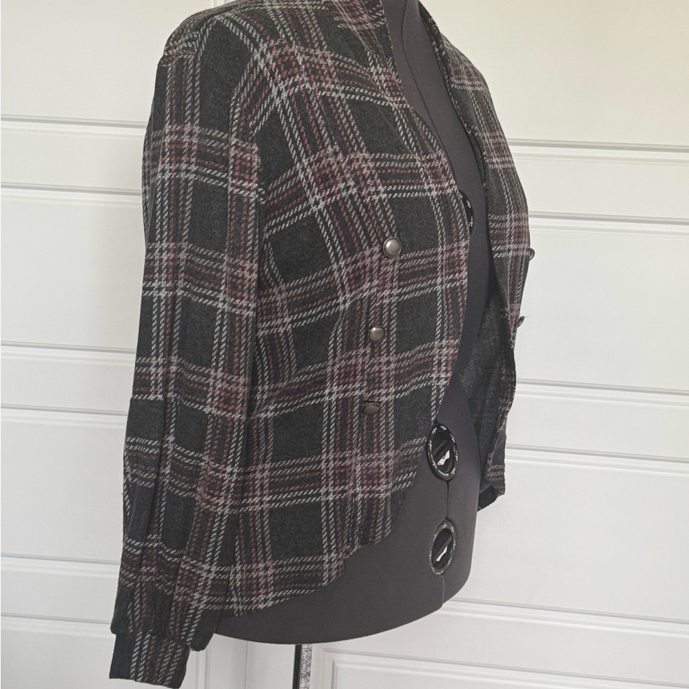 Maurices Black and Pink Plaid Blazer